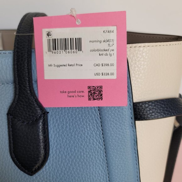 KATE SPADE Knott Colorblocked Pebbled Leather Large Tote- Morning Sky Multi 🎈⭐ - Picture 16 of 16